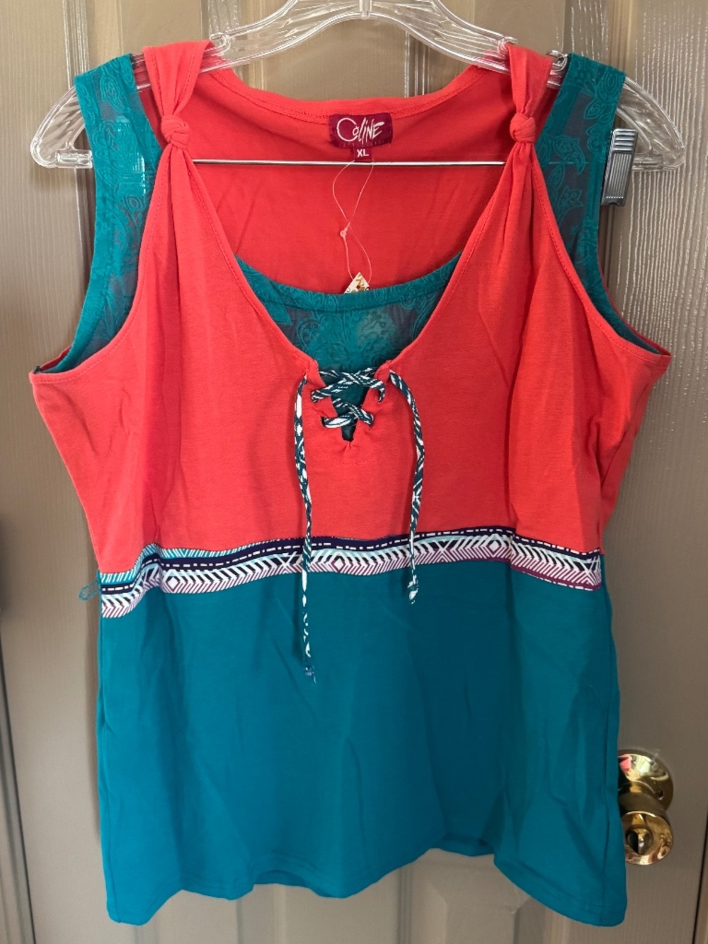 NWT Coline tank top Sz XL orange green